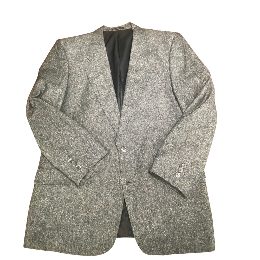 C&R Clothiers Mens 44L Grey 100% Silk Marseille Tweed Sport Coat Blazer